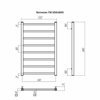 Полотенцесушитель водяной Terminus Ватикан 4670078544032 П8 50х80 см хром