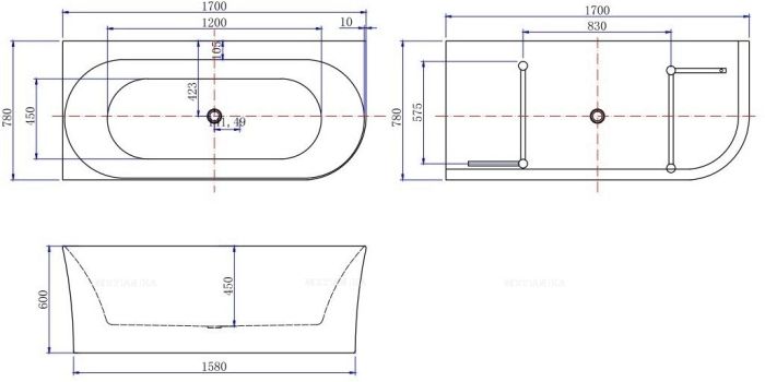 Акриловая ванна Allen Brau Priority 2.31004.21A/AM 170x78 см