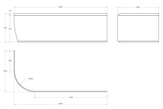 Передняя панель для ванны Cezares Metauro CORNER-180-SCR-L-W37 левосторонняя 180см белый
