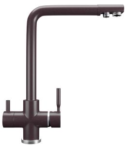 Смеситель для кухни Ulgran Classic U-016-345 с дополнительным краном для питьевой воды шоколад