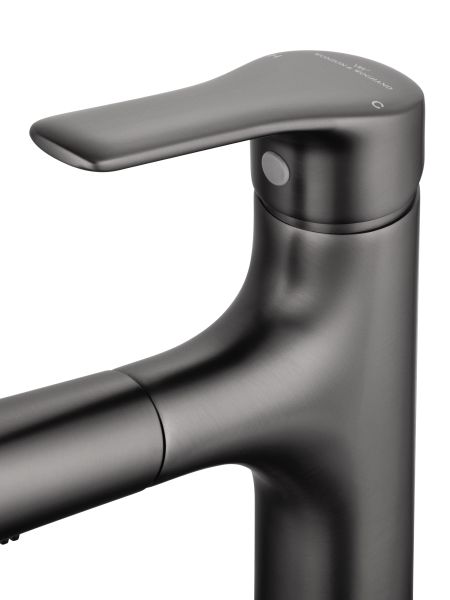 Смеситель для раковины Wonzon & Woghand WW-AE4151-BGG с выдвижным изливом тёмный графит