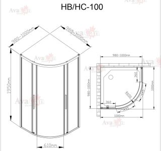 Душевой уголок AvaCan C01 100x100 см Душевой уголок AvaCan C01 100x100 см