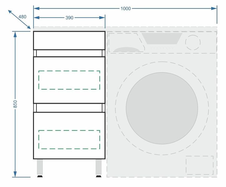 Тумба для комплекта Stella Polar Мадлен 100 под стиральную машину
