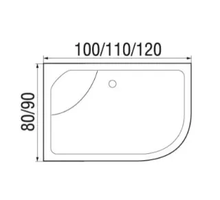 Душевой поддон WEMOR 110/80/44 R 1100*800*440 мм 10000000649 асимметричный