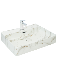 Раковина Weltwasser накладная мрамор белая с серым 600х420х120 WW ELBACH 2173 M845 10000004543
