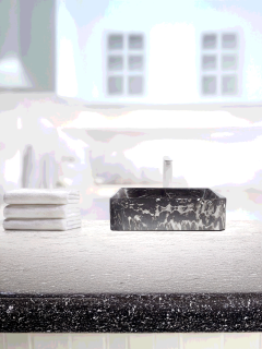 Раковина Weltwasser накладная мрамор черная с белым 400х400х110 WW ELBACH 2179 K512 10000004546