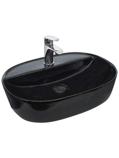 Раковина Weltwasser накладная мрамор черная с золотом 505х385х120 WW ELBACH 2202 K509 10000004548