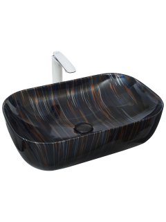 Раковина Weltwasser накладная мрамор черная с синим и оранжевым 610х400х145 WW ELBACH 2143P K501 10000004555