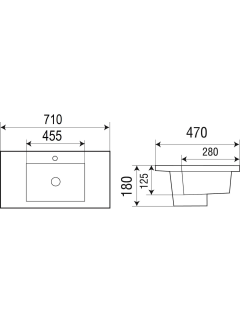 Раковина Weltwasser врезная 710х465х180 WW DEILBACH 7506-70 ML 10000005564 черный матовый