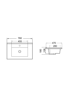 Раковина Weltwasser врезная 760х470х180 WW DEILBACH 7506-75 ML 10000005565 черный матовый