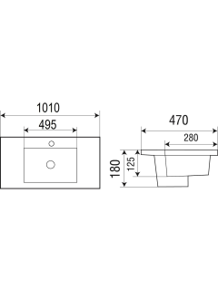 Раковина Weltwasser врезная 1010х470х180 WW DEILBACH 7506-100 M 10000005568  черный матовый