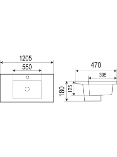 Раковина Weltwasser врезная 1205х470х180 WW DEILBACH 7506-120 M 10000005569