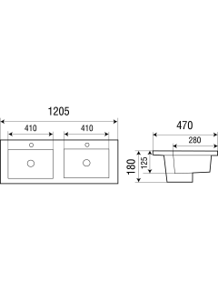 Раковина Weltwasser врезная 1205х470х180 WW DEILBACH 7506-12002 10000005570 черный матовый