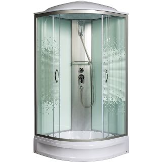 Душевая кабина с поддоном Мономах 90/24 С МЗ 10000005772 90x90 хром стекло прозрачное с рисунком