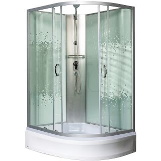 Душевая кабина с поддоном Мономах Б/К 100/80/24 МЗ L 10000005773 100x80 хром стекло прозрачное с рисунком
