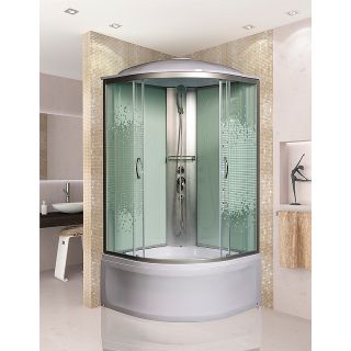 Душевая кабина с поддоном Мономах 80/43 С МЗ 10000005785 80x80 хром стекло прозрачное с рисунком