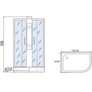 Душевая кабина с поддоном Мономах Б/К 120/90/24 МЗ L 10000005813 120x90 хром стекло прозрачное с рисунком