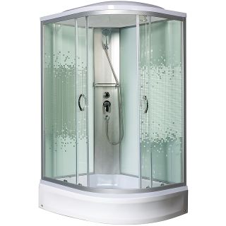 Душевая кабина с поддоном Мономах 100/80/24 МЗ L 10000005821 100x80 хром стекло прозрачное с рисунком
