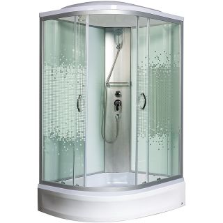 Душевая кабина с поддоном Мономах 100/80/24 МЗ R 10000005822 100x80 хром стекло прозрачное с рисунком