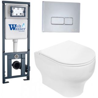 Комплект унитаза с инсталляцией WeltWasser Marberg 410 + Erlenbach 004 GL-WT + MAR 410 SE-CR 10000006465 белый глянцевый