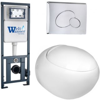 Комплект унитаза с инсталляцией WeltWasser Marberg 410 +Jeckenbach 004 GL-WT +MAR 410 RD-CR 10000006479 белый глянцевый
