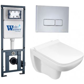 Комплект унитаза с инсталляцией WeltWasser Marberg 410 +Kehlbach 004 GL-WT +MAR 410 SE-CR 10000006480 белый глянцевый