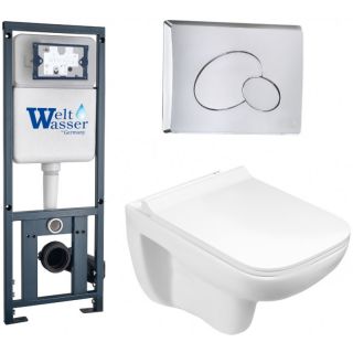 Комплект унитаза с инсталляцией WeltWasser Marberg 410 +Kehlbach 004 GL-WT +MAR 410 RD-CR 10000006481 белый глянцевый