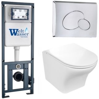 Комплект унитаза с инсталляцией WeltWasser Marberg 410 +Odenbach 004 GL-WT +MAR 410 RD-CR 10000006492 белый глянцевый