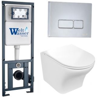 Комплект унитаза с инсталляцией WeltWasser Marberg 410 +Odenbach 004 GL-WT +MAR 410 SE-CR 10000006493 белый глянцевый
