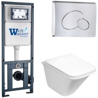 Комплект унитаза с инсталляцией WeltWasser Marberg 410 +Rotbach 004 GL-WT +MAR 410 RD-CR 10000006497 белый глянцевый