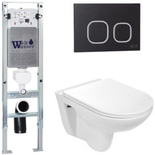 Комплект унитаза с инсталляцией Weltwasser Amberg 350 ST + Baarbach 004 GL-WT + Amberg RD-BL 10000006500 белый глянцевый