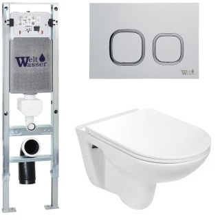 Комплект унитаза с инсталляцией Weltwasser Amberg 350 ST + Baarbach 004 GL-WT + Amberg RD-WT 10000006503 белый глянцевый