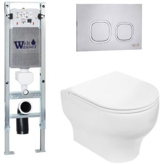 Комплект унитаза с инсталляцией WeltWasser Amberg 350 ST + Erlenbach 004 GL-WT + Amberg RD-MT CR 10000006507 белый глянцевый