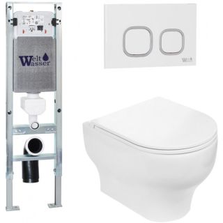 Комплект унитаза с инсталляцией WeltWasser Amberg 350 ST + Erlenbach 004 GL-WT + Amberg RD-WT 10000006508 белый глянцевый