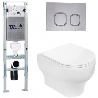 Комплект унитаза с инсталляцией WeltWasser Amberg 350 ST + Erlenbach 004 GL-WT + Amberg RD-CR 10000006509 белый глянцевый