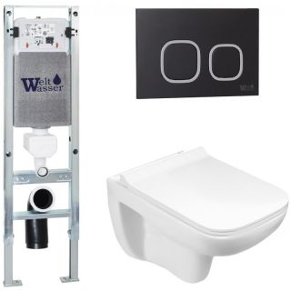 Комплект унитаза с инсталляцией WeltWasser Amberg 350 ST +Kehlbach 004 GL-WT +Amberg RD-BL 10000006538 белый глянцевый