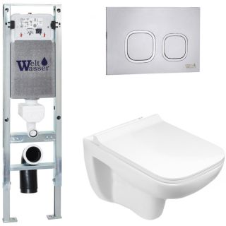 Комплект унитаза с инсталляцией WeltWasser Amberg 350 ST +Kehlbach 004 GL-WT +Amberg RD-MT CR 10000006540 белый глянцевый