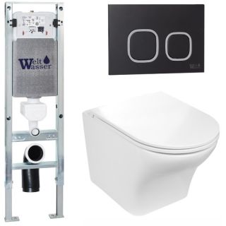 Комплект унитаза с инсталляцией WeltWasser Amberg 350 ST +Odenbach 004 GL-WT +Amberg RD-BL 10000006563 белый глянцевый