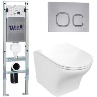 Комплект унитаза с инсталляцией WeltWasser Amberg 350 ST +Odenbach 004 GL-WT +Amberg RD-CR 10000006564 белый глянцевый