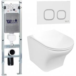 Комплект унитаза с инсталляцией WeltWasser Amberg 350 ST +Odenbach 004 GL-WT +Amberg RD-WT 10000006566 белый глянцевый
