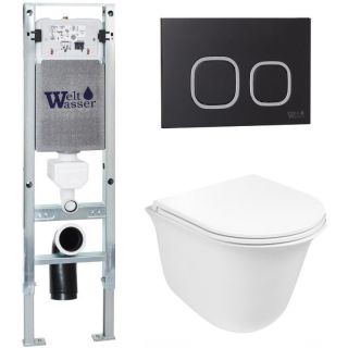Комплект унитаза с инсталляцией WeltWasser Amberg 350 ST + Telbach 004 GL-WT + Amberg RD-BL 10000006587 белый глянцевый