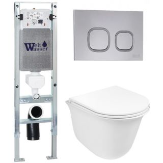 Комплект унитаза с инсталляцией WeltWasser Amberg 350 ST + Telbach 004 GL-WT + Amberg RD-CR 10000006588 белый глянцевый