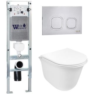 Комплект унитаза с инсталляцией WeltWasser Amberg 350 ST + Telbach 004 GL-WT + Amberg RD-MT CR 10000006589 белый глянцевый
