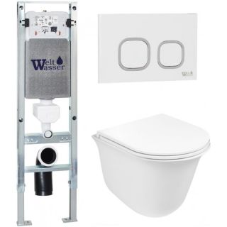 Комплект унитаза с инсталляцией WeltWasser Amberg 350 ST + Telbach 004 GL-WT + Amberg RD-WT 10000006590 белый глянцевый