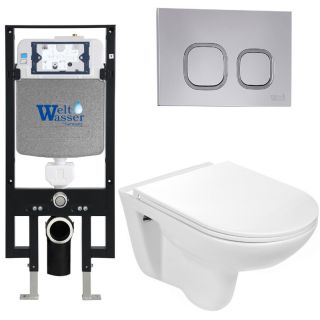 Комплект унитаза с инсталляцией Weltwasser Amberg 497 + Baarbach 004 GL-WT + Amberg RD-CR 10000006592 белый глянцевый