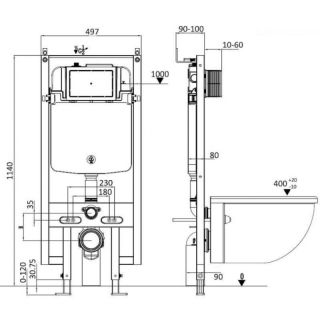 Комплект унитаза с инсталляцией Weltwasser Amberg 497 + Baarbach 004 GL-WT + Amberg RD-MT CR 10000006593 белый глянцевый
