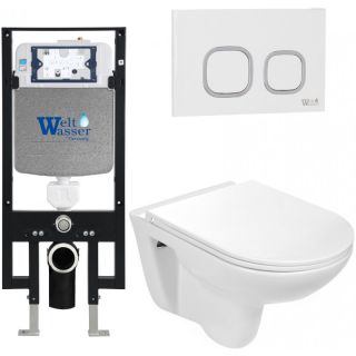 Комплект унитаза с инсталляцией Weltwasser Amberg 497 + Baarbach 004 GL-WT + Amberg RD-WT 10000006594 белый глянцевый