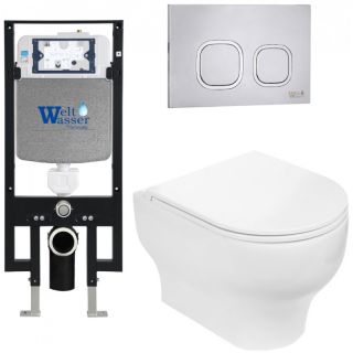 Комплект унитаза с инсталляцией WeltWasser Amberg 497 + Erlenbach 004 GL-WT + Amberg RD-MT CR 10000006595 белый глянцевый