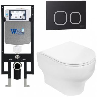 Комплект унитаза с инсталляцией WeltWasser Amberg 497 + Erlenbach 004 GL-WT + Amberg RD-BL 10000006596 белый глянцевый
