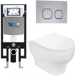 Комплект унитаза с инсталляцией WeltWasser Amberg 497 + Erlenbach 004 GL-WT + Amberg RD-CR 10000006597 белый глянцевый
